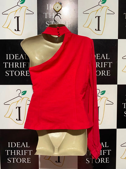 FOREVER UNIQUE |M| BUST 16| A17| WOMEN'S STRIKING RED ONE-SHOULDER CHOKER TOP