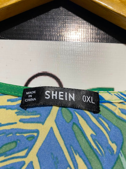 SHEIN |XL| BUST FREE| A17| WOMEN'S VIBRANT TROPICAL LEAF PRINT V-NECK TUNIC