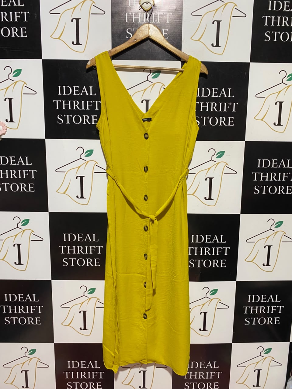 GEORGE |L| BUST 19| A17| WOMEN'S SUNNY YELLOW BUTTON-DOWN MIDI DRESS