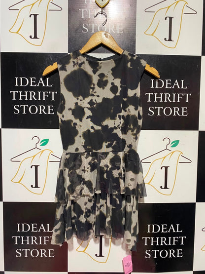 PRETTYLITTLE THING |S| BUST 15| A17| WOMEN'S TRENDY ABSTRACT PRINT LAYERED HEM DRESS