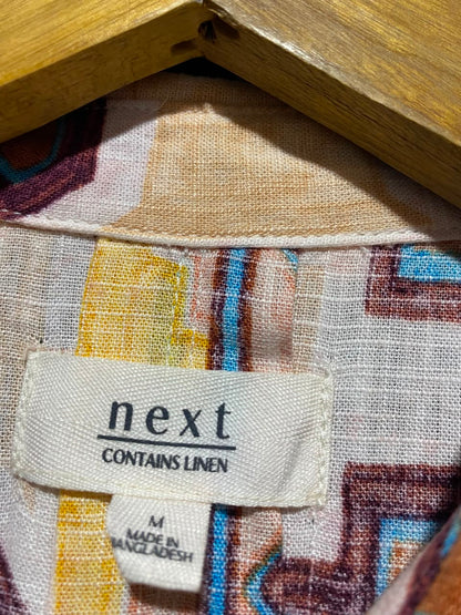 NEXT |M| BUST FREE| A17| WOMEN'S GEOMETRIC PATTERNED SHIRT DRESS WITH TIE BELT