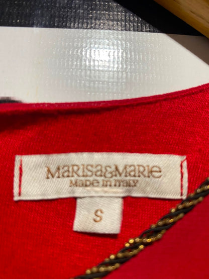 MARISA & MARIE |S| BUST 20| A17| WOMEN'S ELEGANT VIBRANT RED RUFFLE-SLEEVE SHIFT DRESS