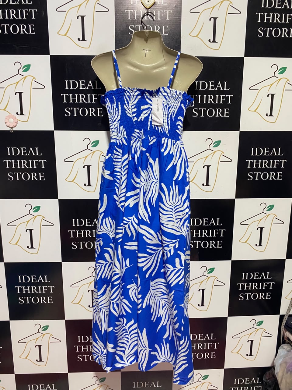 GEORGE |M| BUST 15| A17| WOMEN'S VIBRANT TROPICAL PRINT SMOCKED SUNDRESS
