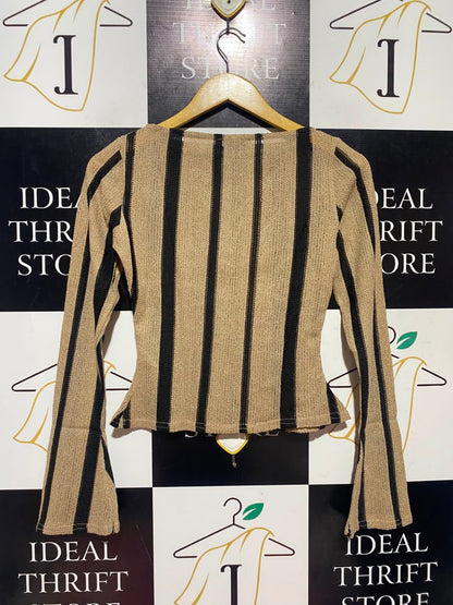 AVINCI |S| BUST 15| A17| WOMEN'S STRIPED LONG-SLEEVE FLARE-HEM TOP