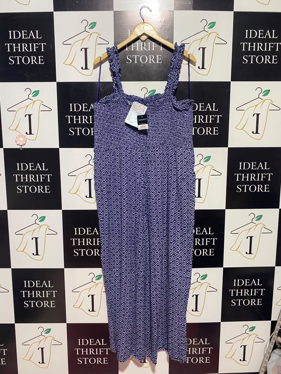 PEACOCKS |L| BUST | A17| WOMEN'S GEOMETRIC PRINT SMOCKED JUMPSUIT