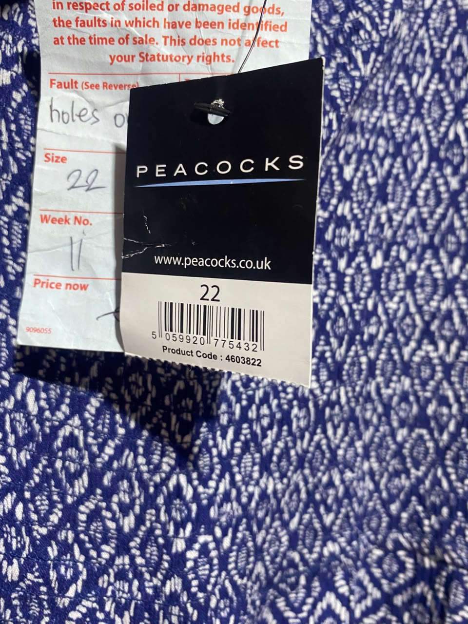 PEACOCKS |L| BUST | A17| WOMEN'S GEOMETRIC PRINT SMOCKED JUMPSUIT
