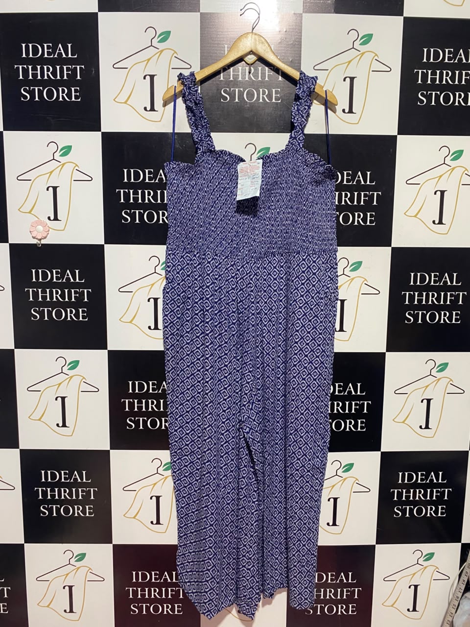 PEACOCKS |L| BUST | A17| WOMEN'S GEOMETRIC PRINT SMOCKED JUMPSUIT
