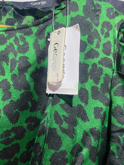GEORGE |L| BUST 20| A17| WOMEN'S BOLD GREEN & BLACK ANIMAL PRINT LONG-SLEEVE DRESS