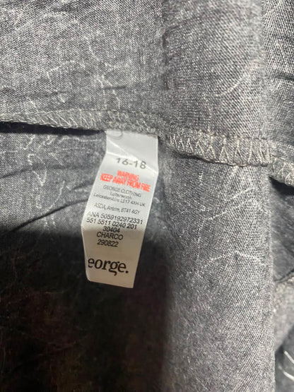 CALM X COSY |L| BUST 21| A17| WOMEN'S CASUAL GREY FLORAL OUTLINE BUTTON-DOWN DRESS
