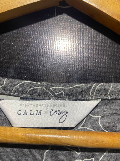 CALM X COSY |L| BUST 21| A17| WOMEN'S CASUAL GREY FLORAL OUTLINE BUTTON-DOWN DRESS