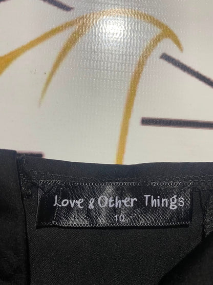 LOVE & OTHER THINGS |S| BUST 15| A17| WOMEN'S CHIC BLACK SWEETHEART RUCHED SLEEVE CROP TOP