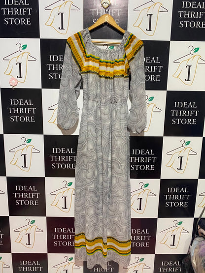 |M| BUST 16| A17| WOMEN'S ETHNIC-INSPIRED GEOMETRIC PRINT MAXI DRESS