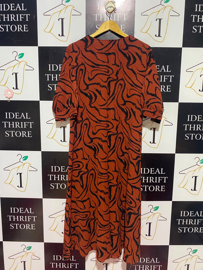 ASOS |L| BUST 20| A17| WOMEN'S STATEMENT ABSTRACT SWIRL PRINT BUTTON-DOWN DRESS