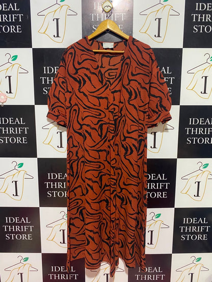 ASOS |L| BUST 20| A17| WOMEN'S STATEMENT ABSTRACT SWIRL PRINT BUTTON-DOWN DRESS