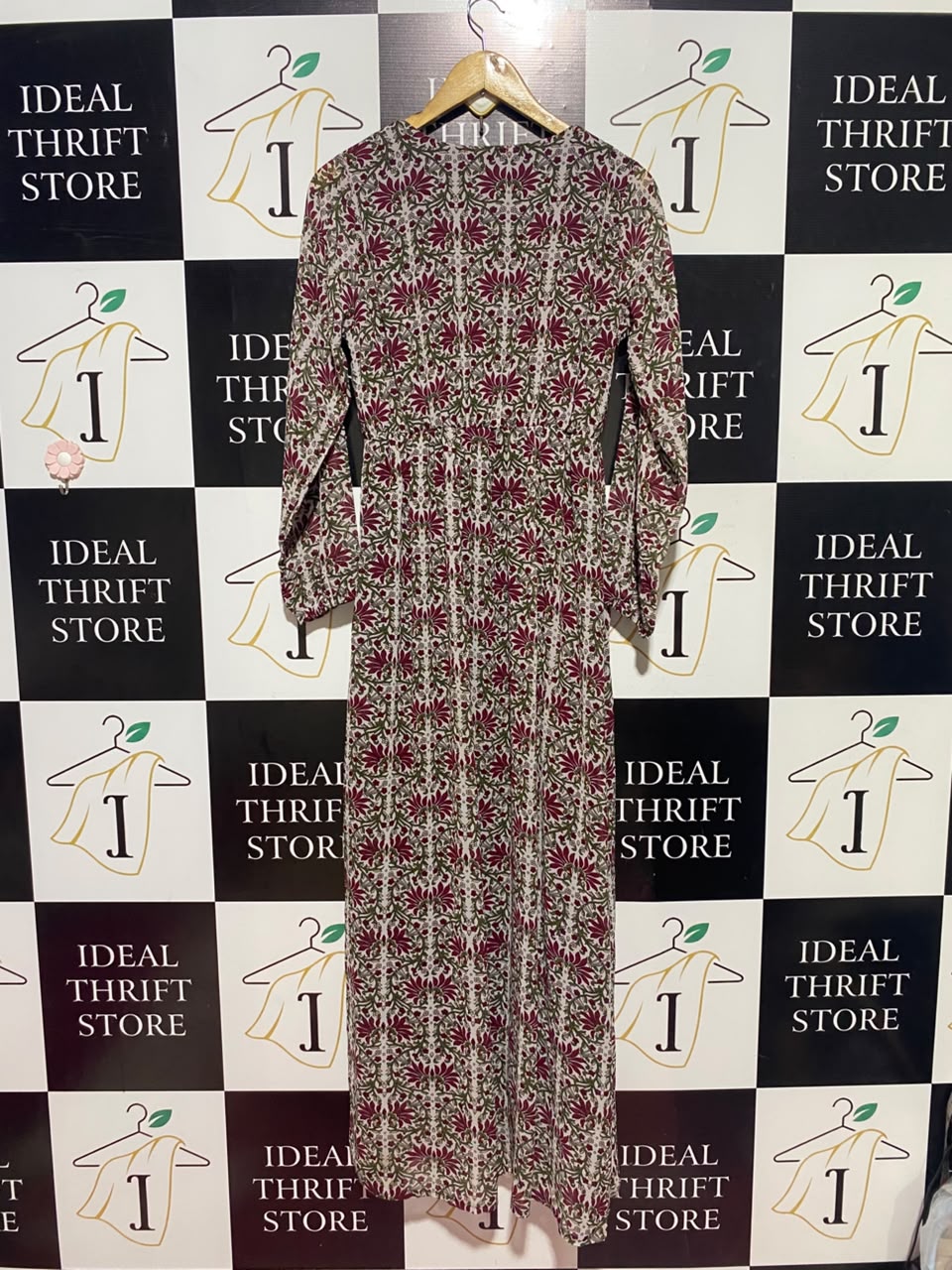 ETEN |L| BUST 18| A17| WOMEN'S ELEGANT FLORAL PRINT LONG-SLEEVE MAXI DRESS
