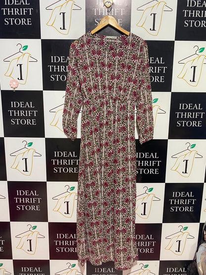 ETEN |L| BUST 18| A17| WOMEN'S ELEGANT FLORAL PRINT LONG-SLEEVE MAXI DRESS