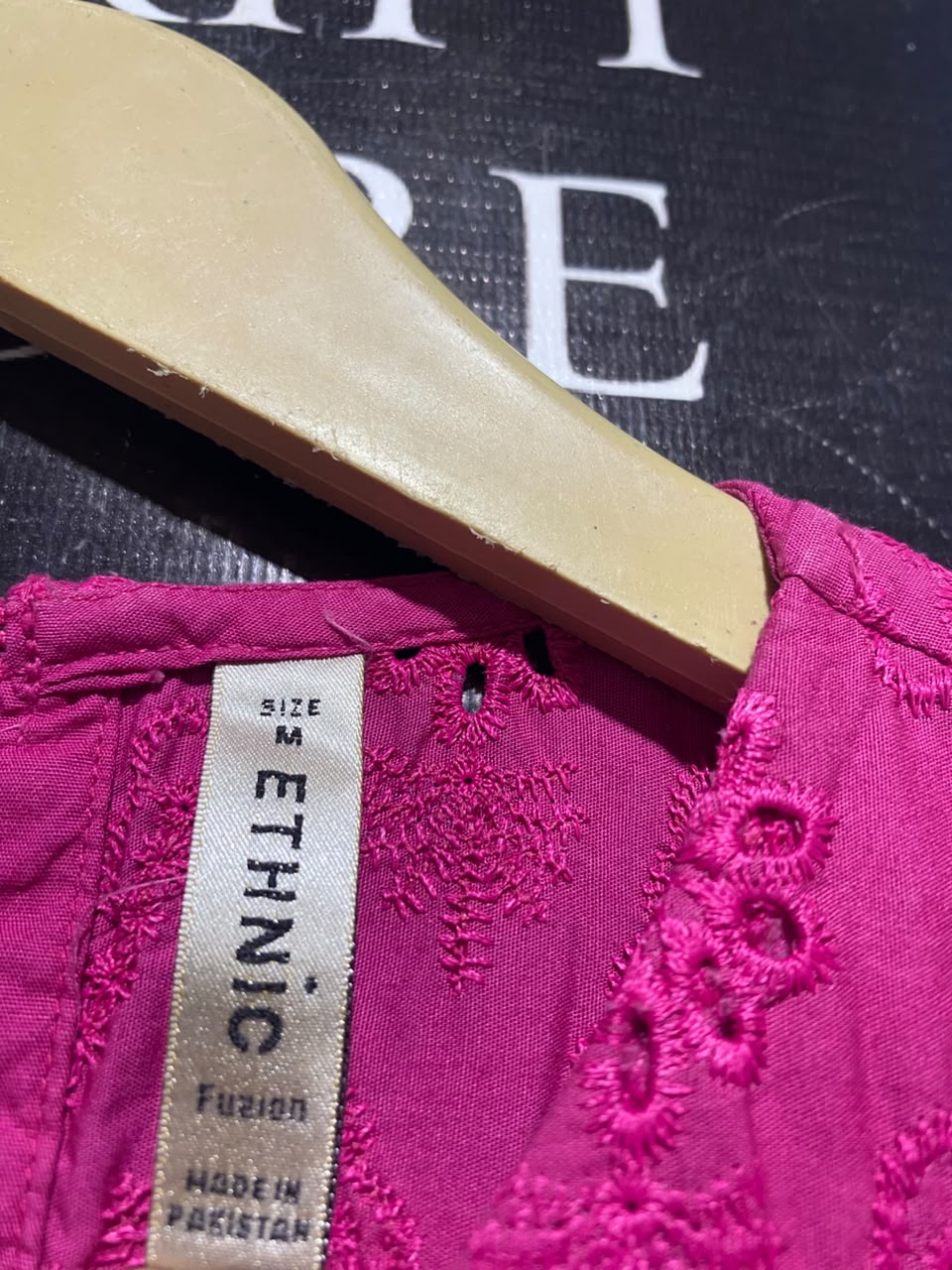 ETHINC |M| BUST 17| A17| WOMEN'S VIBRANT PINK EMBROIDERED EYELET PUFF-SLEEVE MAXI DRESS
