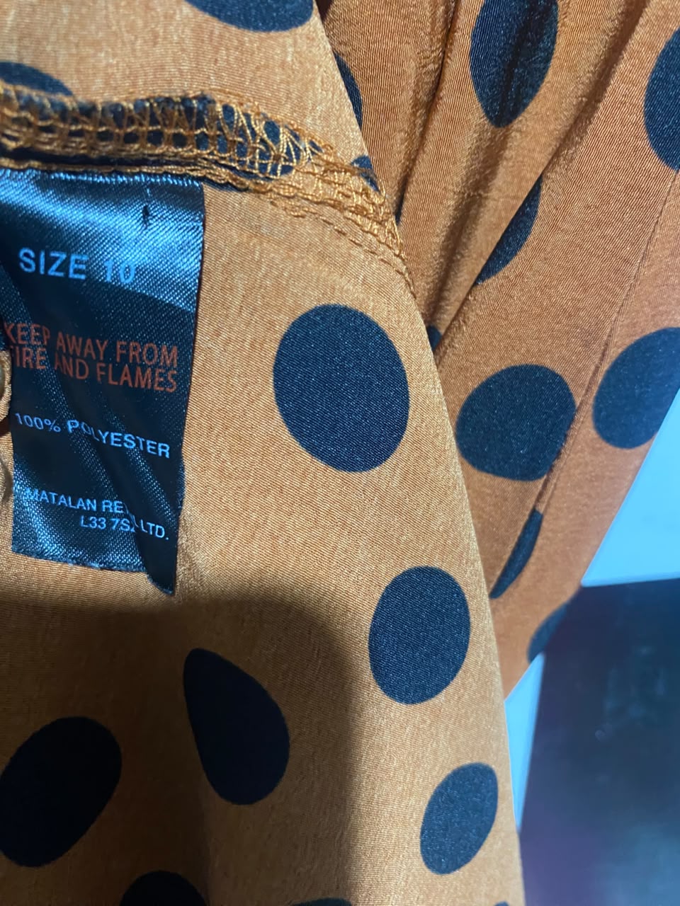 PAPAYA |M| BUST 18| A16| WOMEN'S VINTAGE-INSPIRED RUST & BLACK POLKA DOT SHIRT DRESS