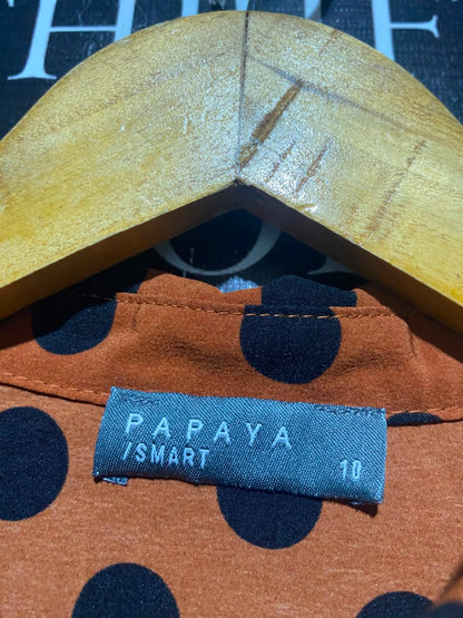 PAPAYA |M| BUST 18| A16| WOMEN'S VINTAGE-INSPIRED RUST & BLACK POLKA DOT SHIRT DRESS