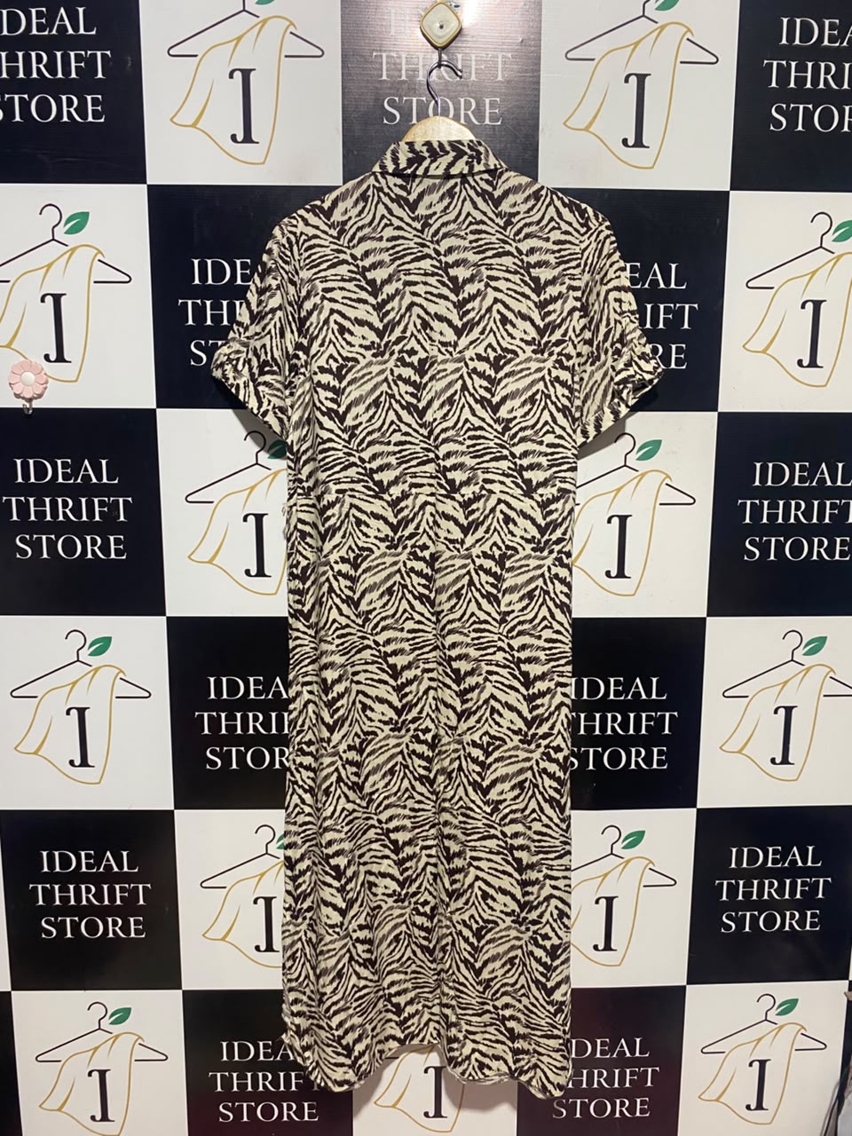PAPAYA |L| BUST 20| A16| WOMEN'S ZEBRA PRINT BUTTON-DOWN SHIRT DRESS