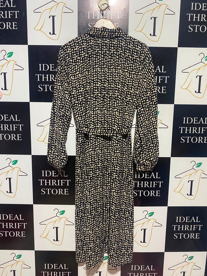 PRIMARK |L| BUST 21| A16| WOMEN'S MONOCHROME ABSTRACT PRINT UTILITY SHIRT DRESS