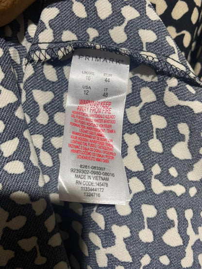 PRIMARK |L| BUST 21| A16| WOMEN'S MONOCHROME ABSTRACT PRINT UTILITY SHIRT DRESS