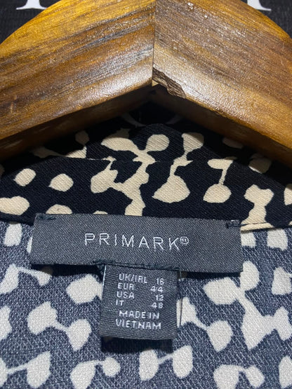 PRIMARK |L| BUST 21| A16| WOMEN'S MONOCHROME ABSTRACT PRINT UTILITY SHIRT DRESS