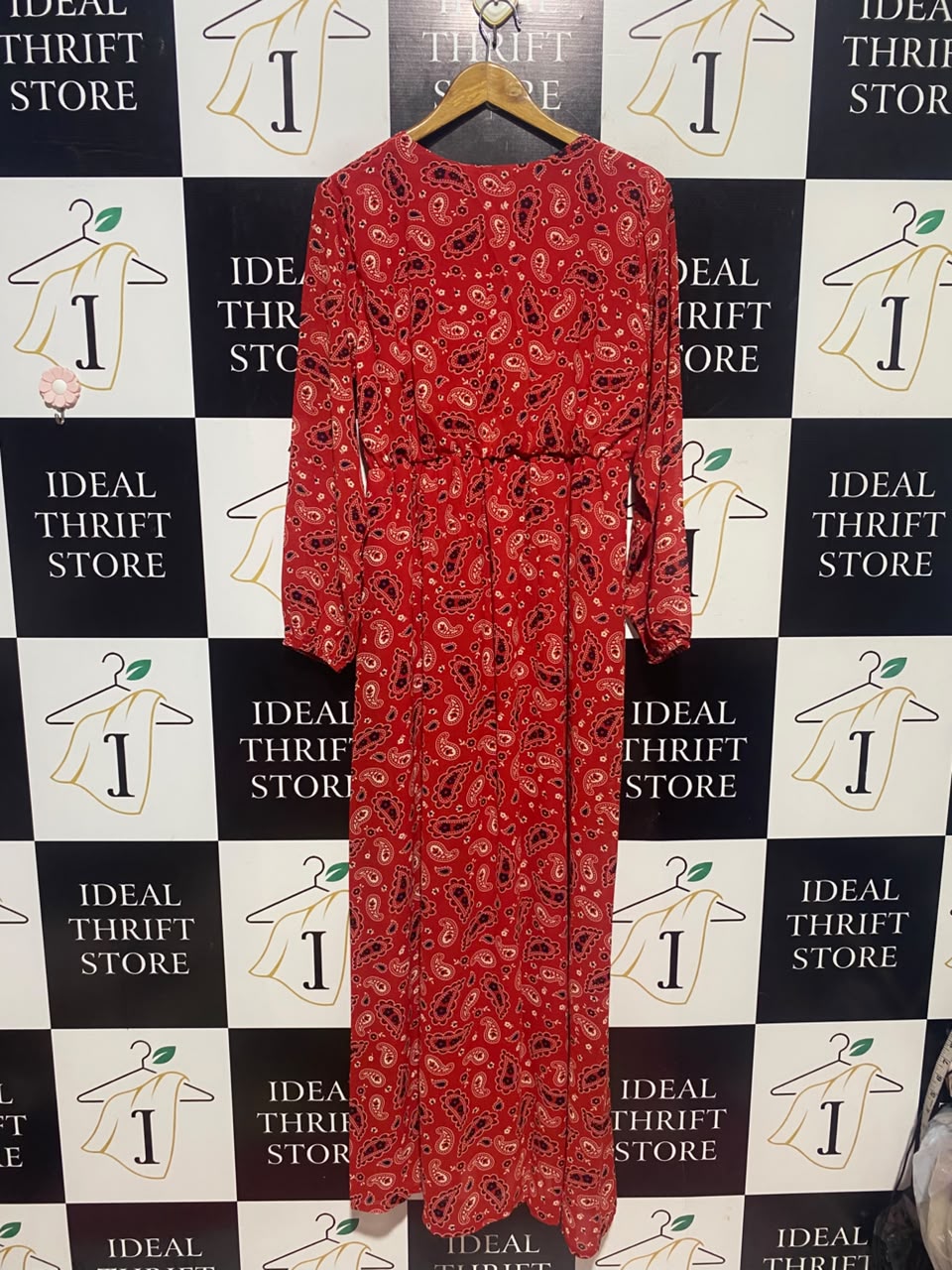 ETEN |XL| BUST 18| A16| WOMEN'S VIBRANT RED PAISLEY PRINT MAXI DRESS