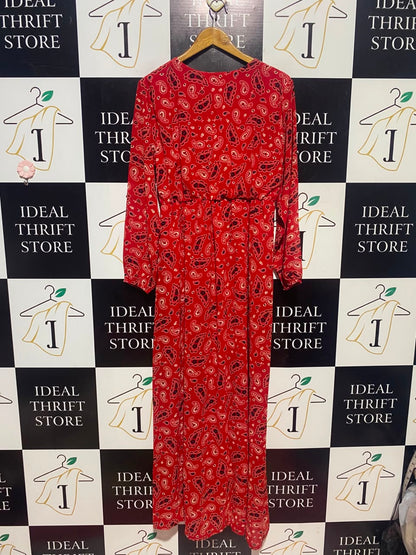 ETEN |XL| BUST 18| A16| WOMEN'S VIBRANT RED PAISLEY PRINT MAXI DRESS