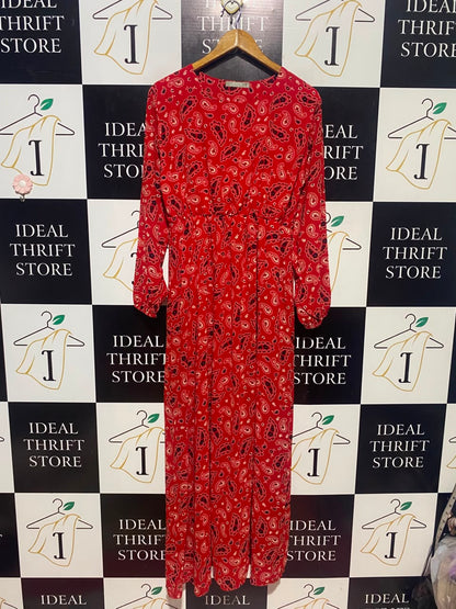 ETEN |XL| BUST 18| A16| WOMEN'S VIBRANT RED PAISLEY PRINT MAXI DRESS