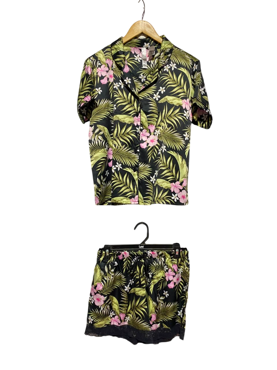 FLORA NIKROOZ |M| A17| WOMEN'S TROPICAL FLORAL PRINT PAJAMA SHIRT AND SHORTS SET