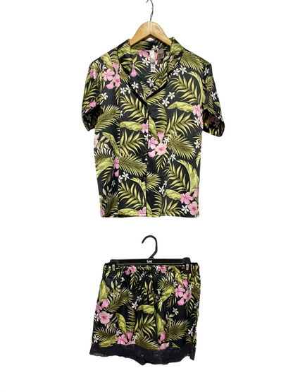 FLORA NIKROOZ |M| A17| WOMEN'S TROPICAL FLORAL PRINT PAJAMA SHIRT AND SHORTS SET
