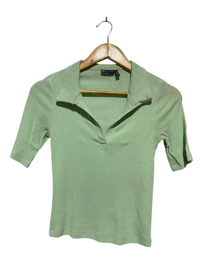 ASOS |XS| BUST 13 | A17| DESIGN SAGE GREEN COLLARED KNIT TOP