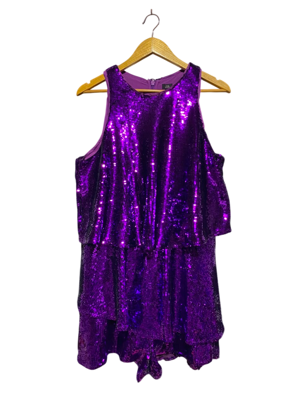 RIVER ISLAND |L| BUST 19| A18| VIBRANT PURPLE SEQUINED TIERED PARTY DRESS