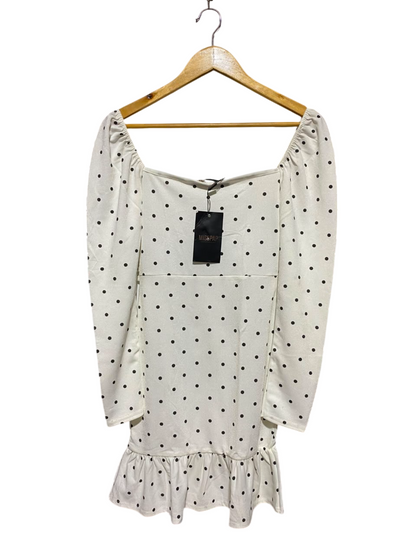 MISSPAP |S| BUST 15| A18| WOMEN'S WHITE POLKA DOT MINI DRESS