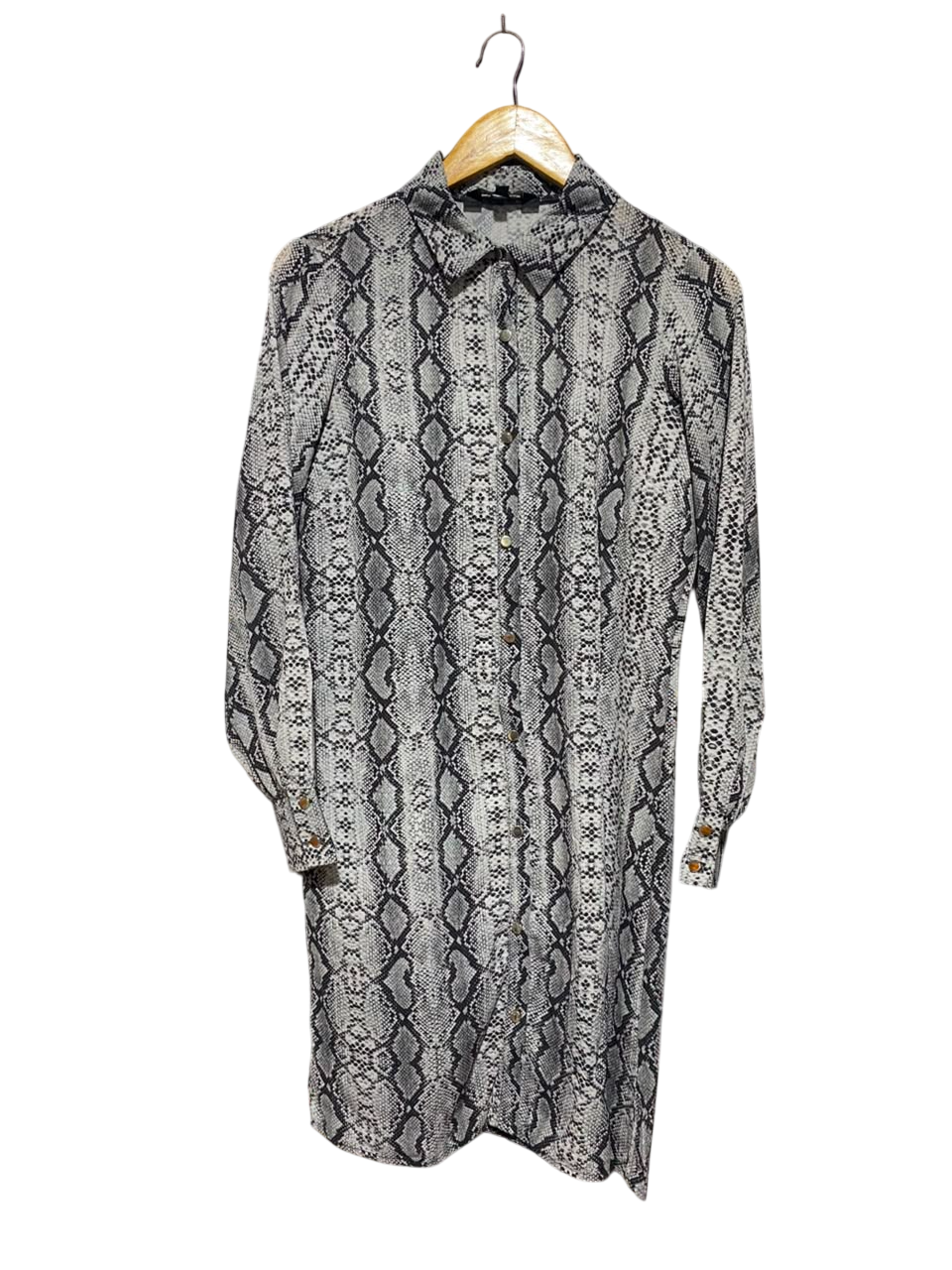 LIPSY LONDON |L| BUST 19| A18| WOMEN'S MONOCHROME SNAKESKIN PRINT SHIRT DRESS