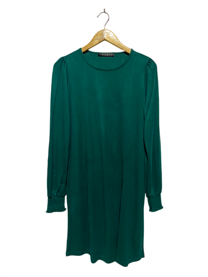 V BY VERY |M| BUST 19| A18| WOMEN’S EMERALD GREEN LONG-SLEEVE SMOCKED CUFF DRESS