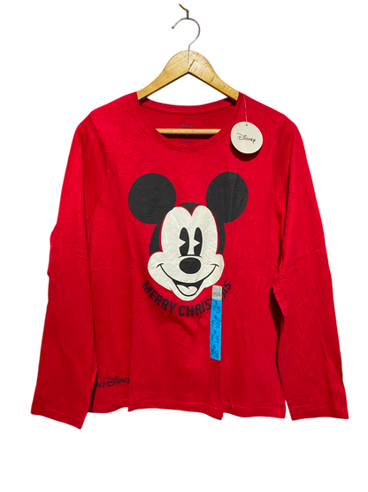 PRIMARK CARES |S| BUST 19| A18| DISNEY MICKEY MOUSE "MERRY CHRISTMAS" LONG-SLEEVE T-SHIRT