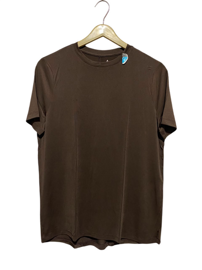 TU WOMAN |M| BUST 19| ESSENTIAL SOLID DARK BROWN CREW-NECK T-SHIRT