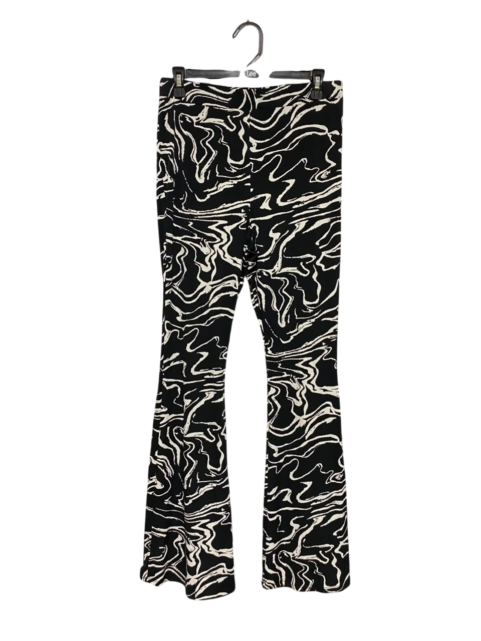 RIVER ISLAND |M| WAIST 28| A18| WOMEN’S BLACK AND WHITE MARBLE PRINT FLARED TROUSERS