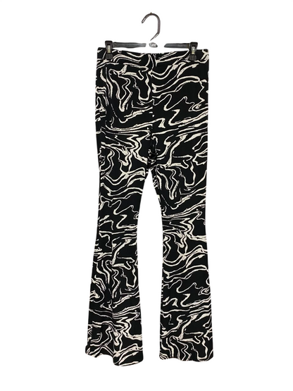 RIVER ISLAND |M| WAIST 28| A18| WOMEN’S BLACK AND WHITE MARBLE PRINT FLARED TROUSERS