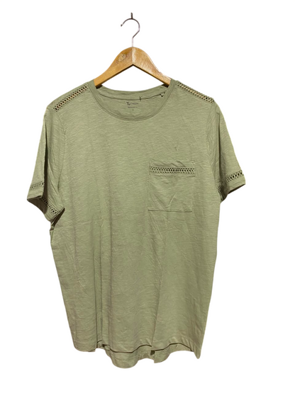 TU |L| BUST 20| A18| WOMEN’S OLIVE GREEN T-SHIRT WITH LACE TRIM DETAIL