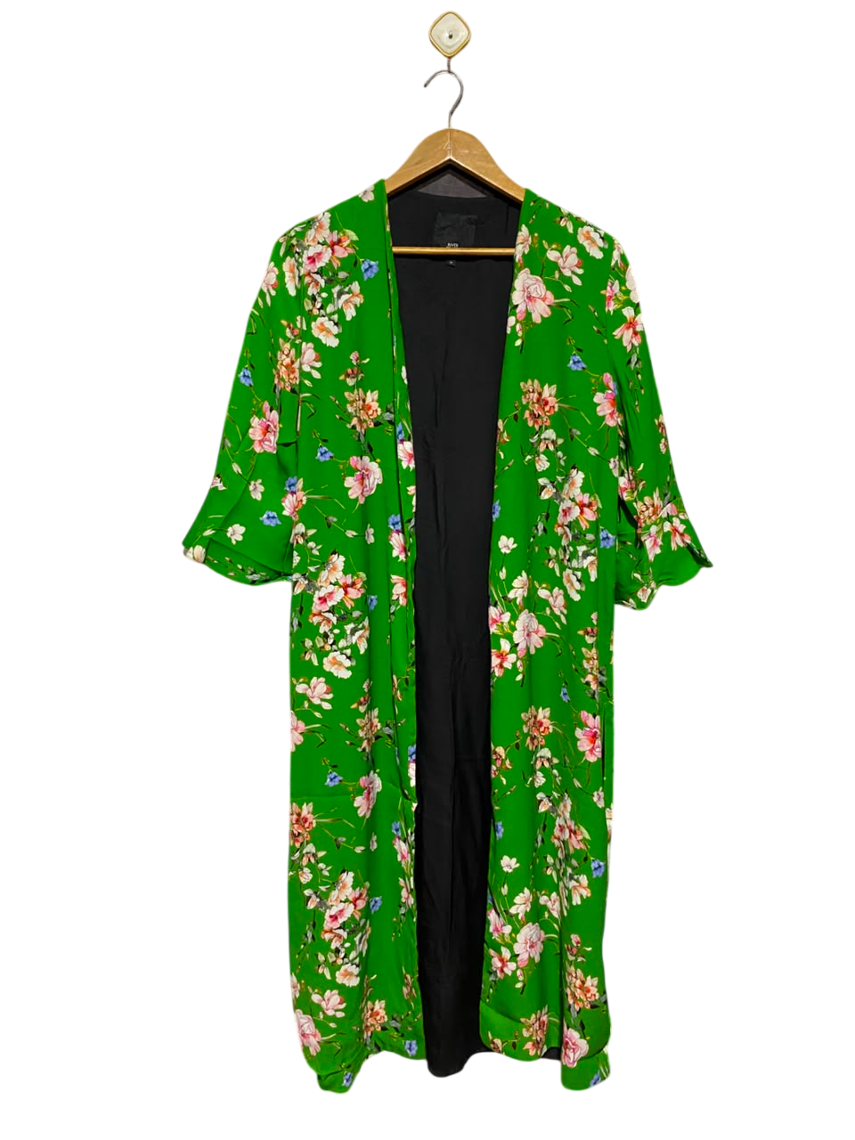 RIVER ISLAND |M| BUST 20| A18| WOMEN’S VIBRANT GREEN FLORAL PRINT OPEN-FRONT LONG KIMONO DUSTER
