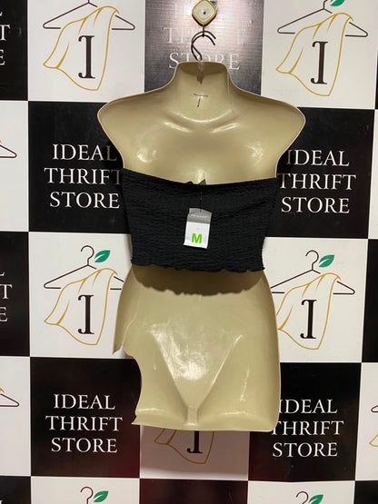 PRIMARK |M| BUST 15| A18| WOMEN’S BLACK TEXTURED STRAPLESS BANDAU TUBE TOP