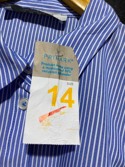 PRIMARK |M| BUST 18| A18| WOMEN’S BLUE AND WHITE STRIPED SLEEVELESS SHIRT DRESS