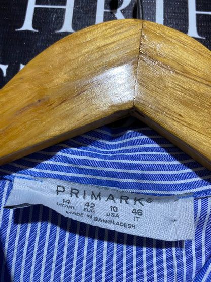 PRIMARK |M| BUST 18| A18| WOMEN’S BLUE AND WHITE STRIPED SLEEVELESS SHIRT DRESS