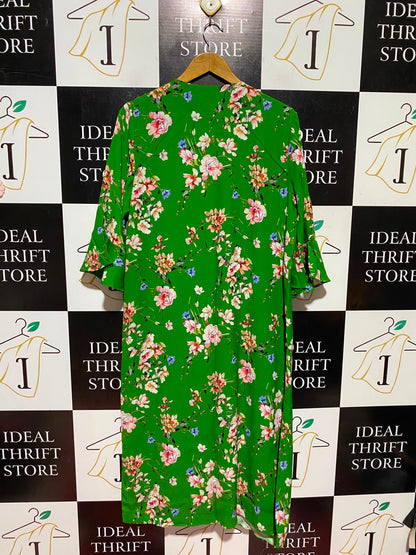 RIVER ISLAND |M| BUST 20| A18| WOMEN’S VIBRANT GREEN FLORAL PRINT OPEN-FRONT LONG KIMONO DUSTER