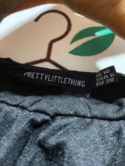 PRETTYLITTLE THING |S| BUST 14| A18| WOMEN’S BLACK OFF-SHOULDER RUFFLE BODYSUIT