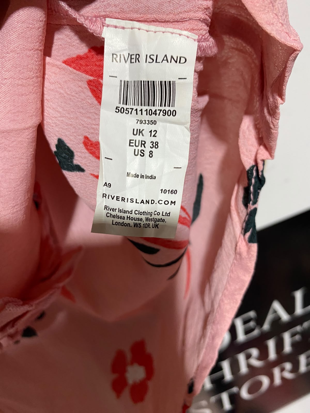 RIVER ISLAND |M| BUST 20| A18| WOMEN’S PINK FLORAL PRINT BLOUSE WITH RUFFLE DETAIL