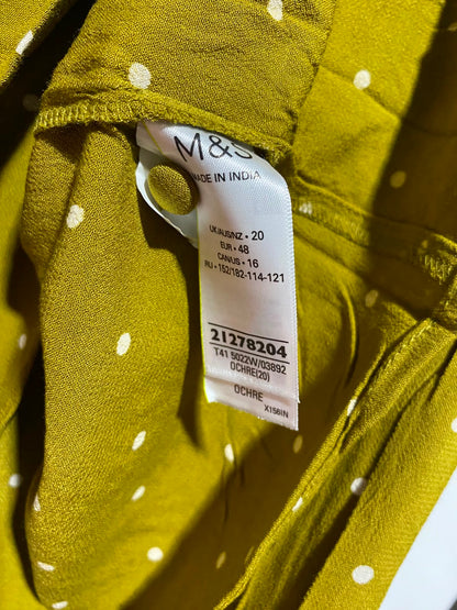 M&S |M| BUST 23| A18| WOMEN’S OLIVE GREEN POLKA DOT LONG-SLEEVE BLOUSE